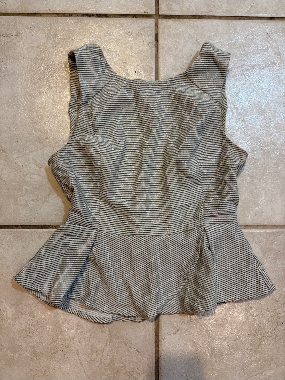 BCBGeneration Gray Striped Peplum Backless Top